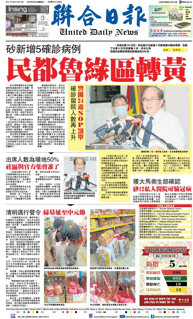 联合日报8月25日2020年